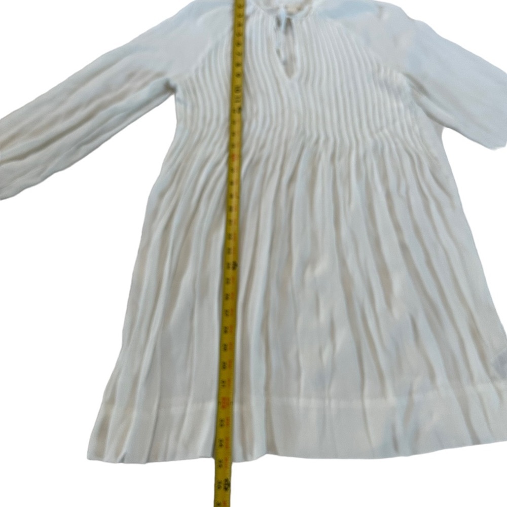 H&M White Long Sleeve Pleated Midi Dress Size 6 - Picture 11 of 17